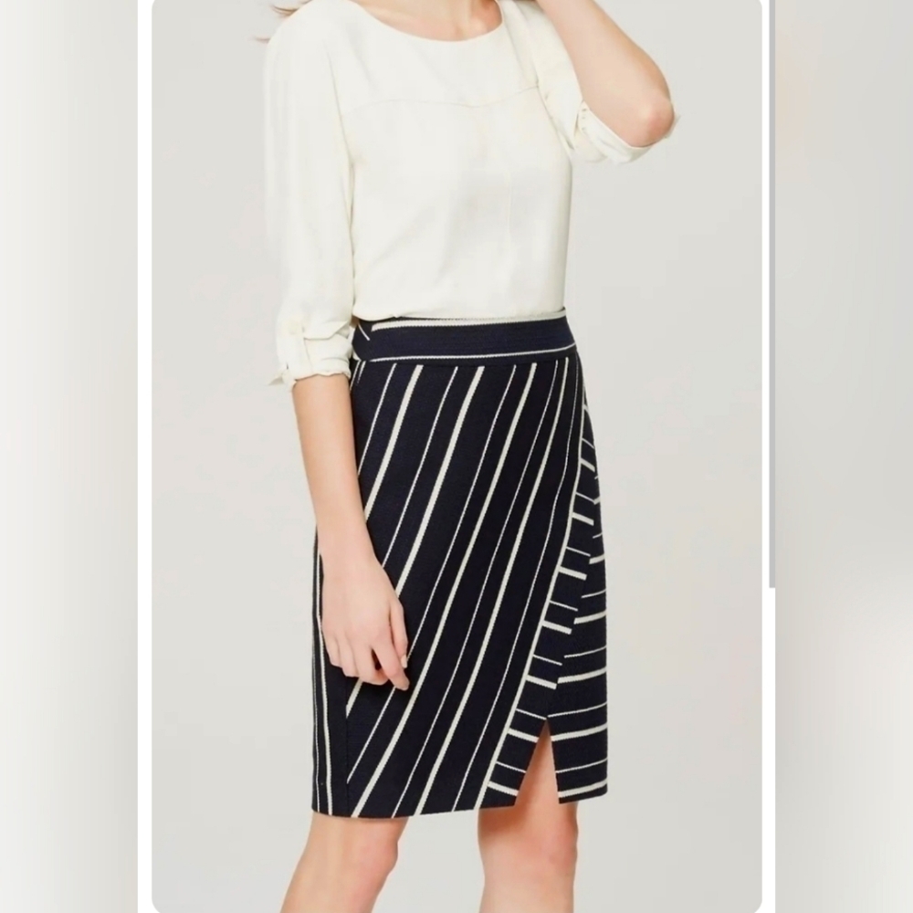 Ann Taylor LOFT Striped Wrap Pencil Skirt